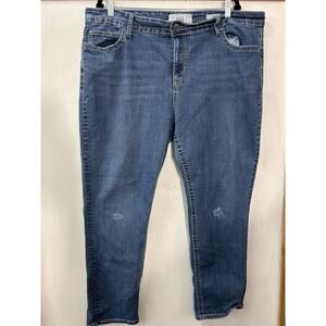 VGS‎ Jeans Women's Roll Up Skinny Blue Denim Pants Size 24 Embroidered Pockets